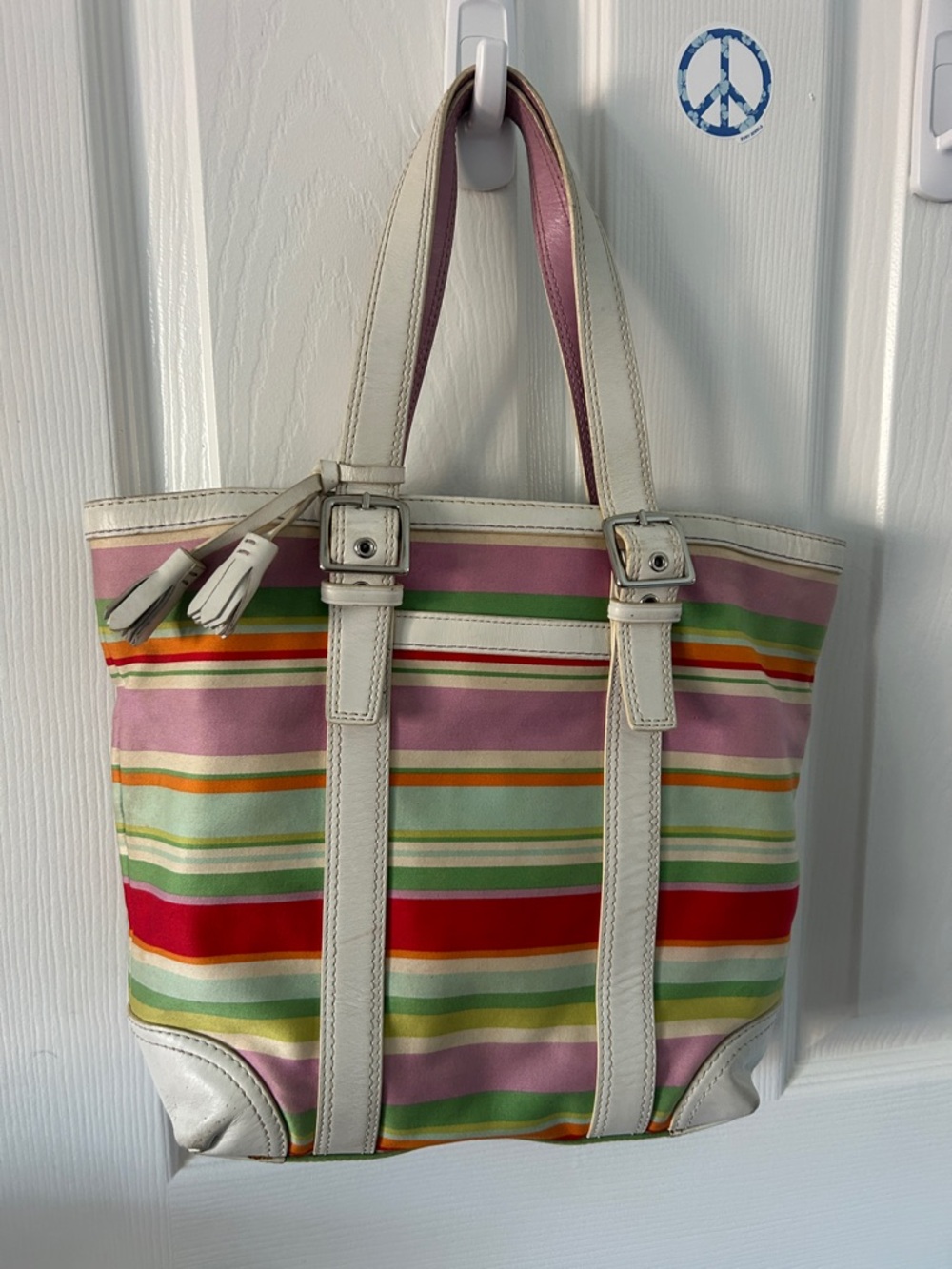 Striped Hamptons Coach bag - Picture 3 of 5